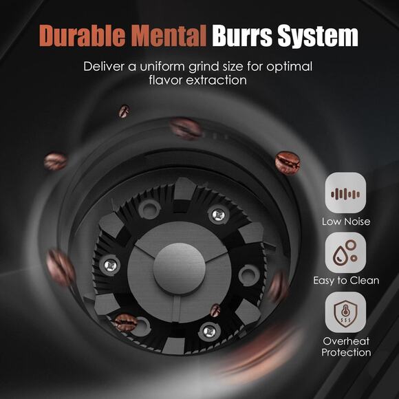 CHEFFANO BG701 Burr Coffee Grinder, Electric Coffee Bean Grinder (Black) - New - Picture 8 of 8